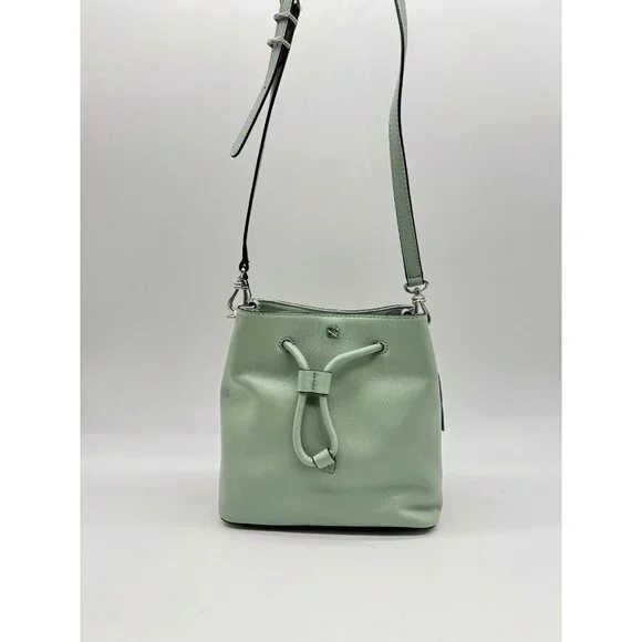 Donna Karan NY Lawrence smooth leather bucket crossbody bag -Jade/Sage USED - Picture 7 of 16